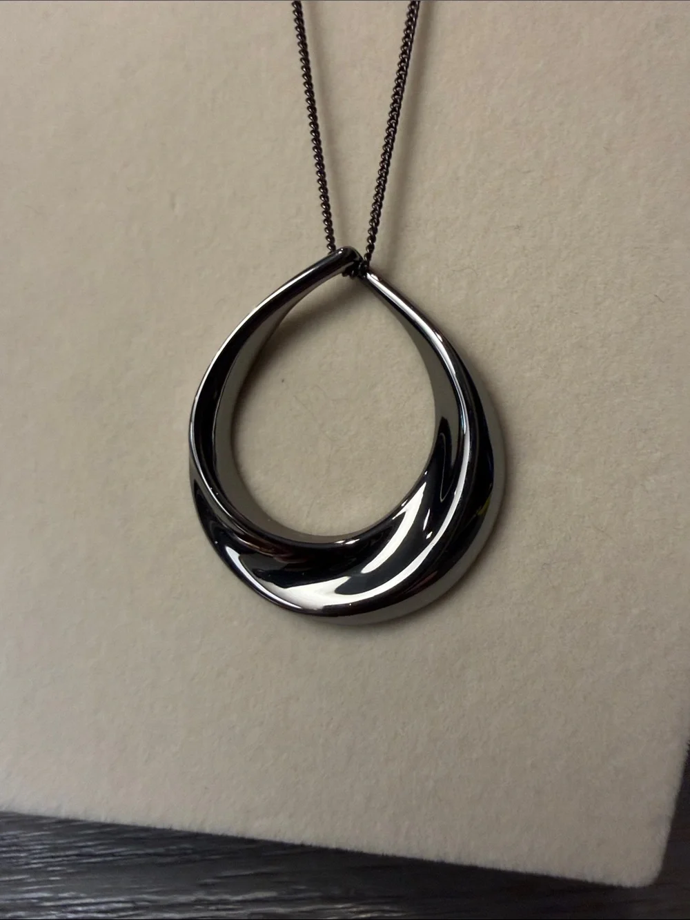 Express Black Teardrop Open Pendant Necklace